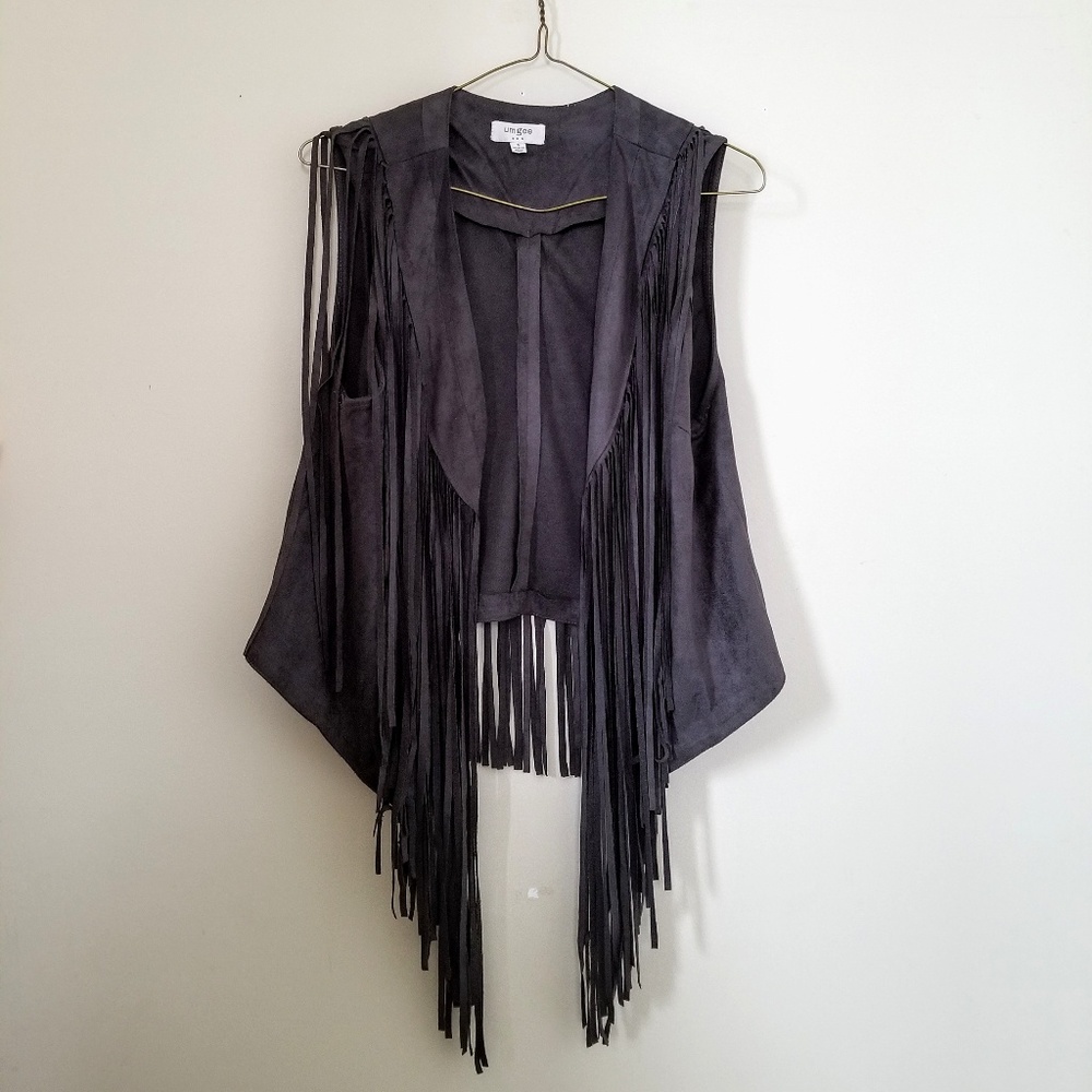 NWOT Suede Fringe Vest